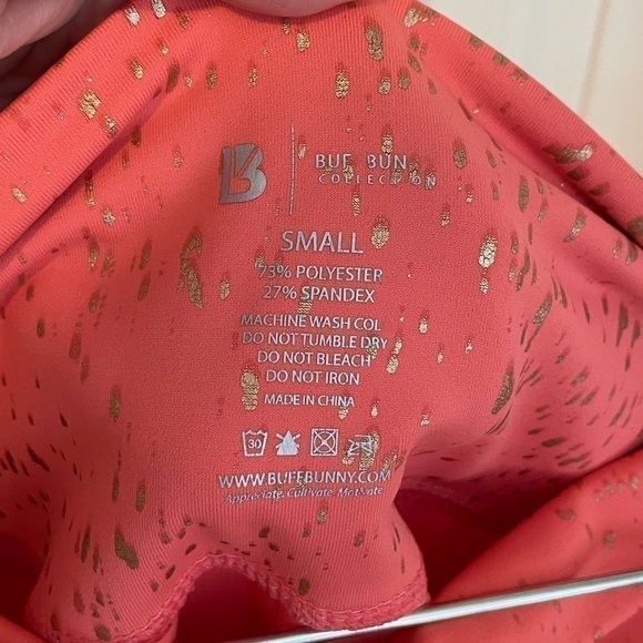 Buff Bunny coral rosé ombré gold splatter high rise leggings size small - Picture 9 of 9